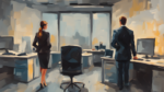 Facing the future - office - man, woman